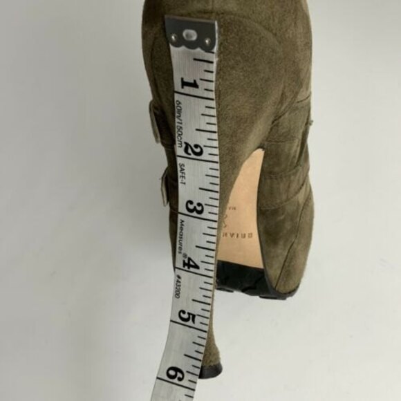 Brian Atwood All Leather Niki Platform Boots Green Military Ankle 38 - Picture 12 of 16